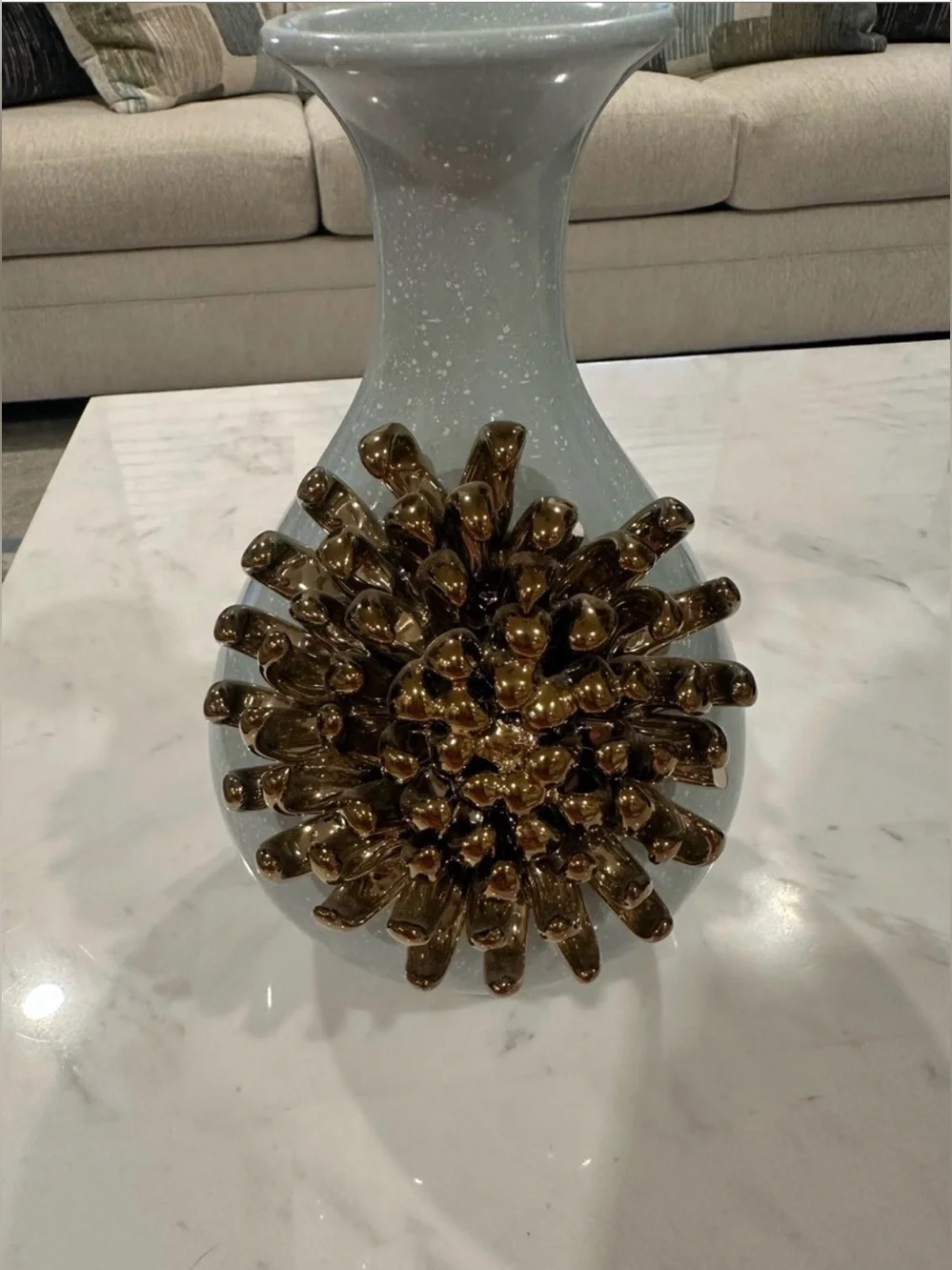 Anthropologie 3D Gold Chrysanthemum Flower Ceramic Bloom Vase DEFECTIVE